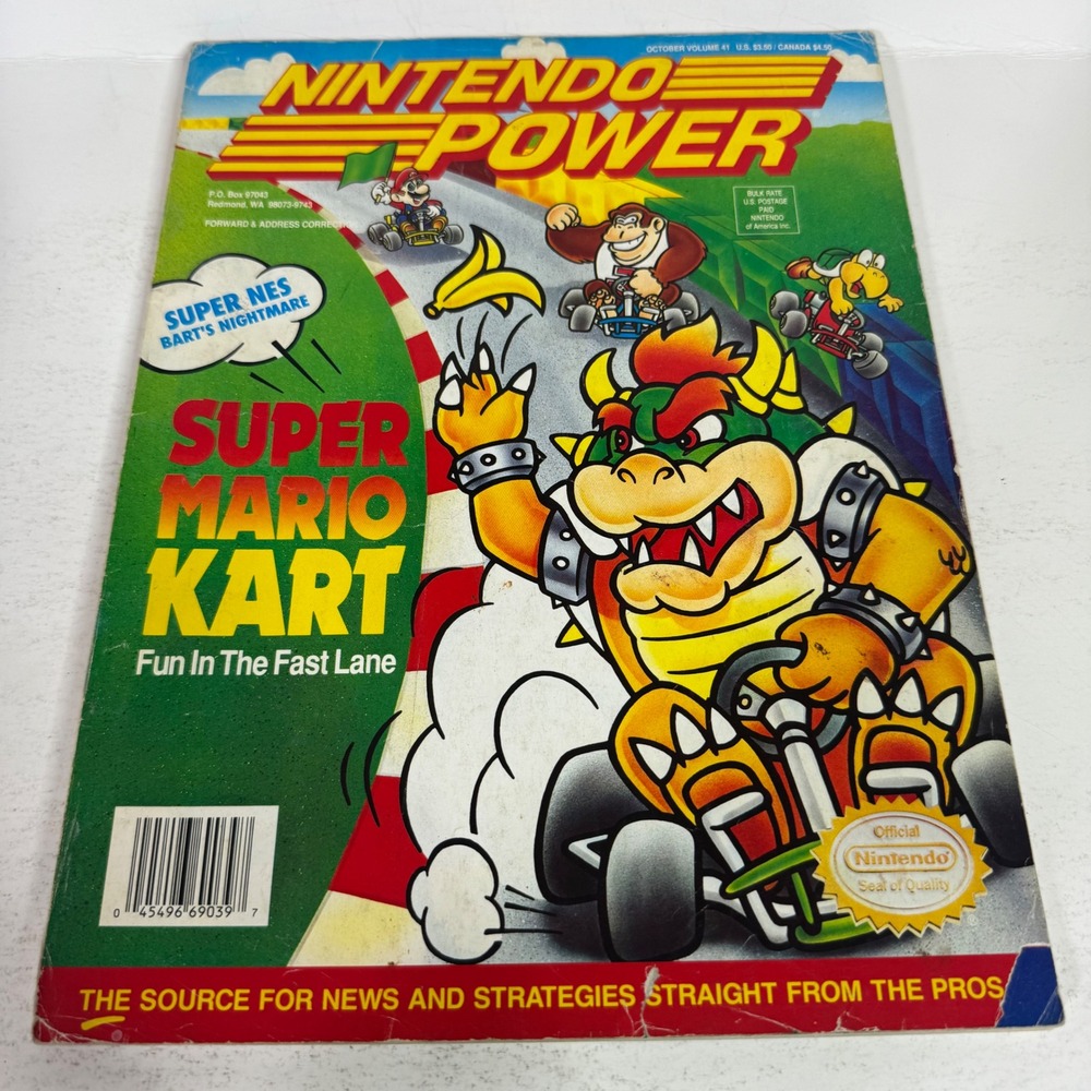 Nintendo Power Magazine Volume 41 October 1992 Super Mario Kart SNES Poster